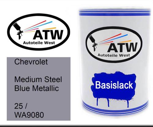 Chevrolet, Medium Steel Blue Metallic, 25 / WA9080: 500ml Lackdose, von ATW Autoteile West.